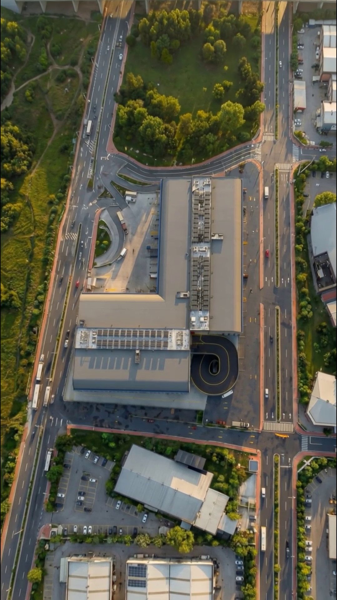Top-down aerial view of the industrial complex