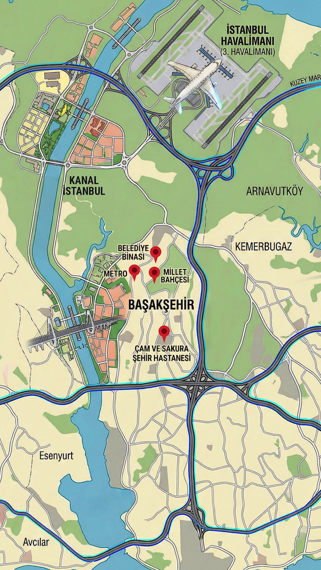 Map showing the project's strategic location in Başakşehir